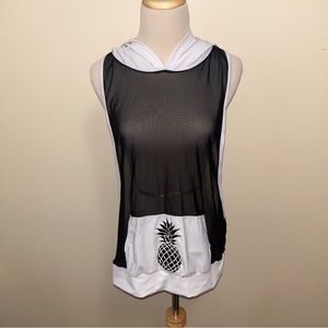 Sheer Black & White Rave Pineapple Muscle Tank Top